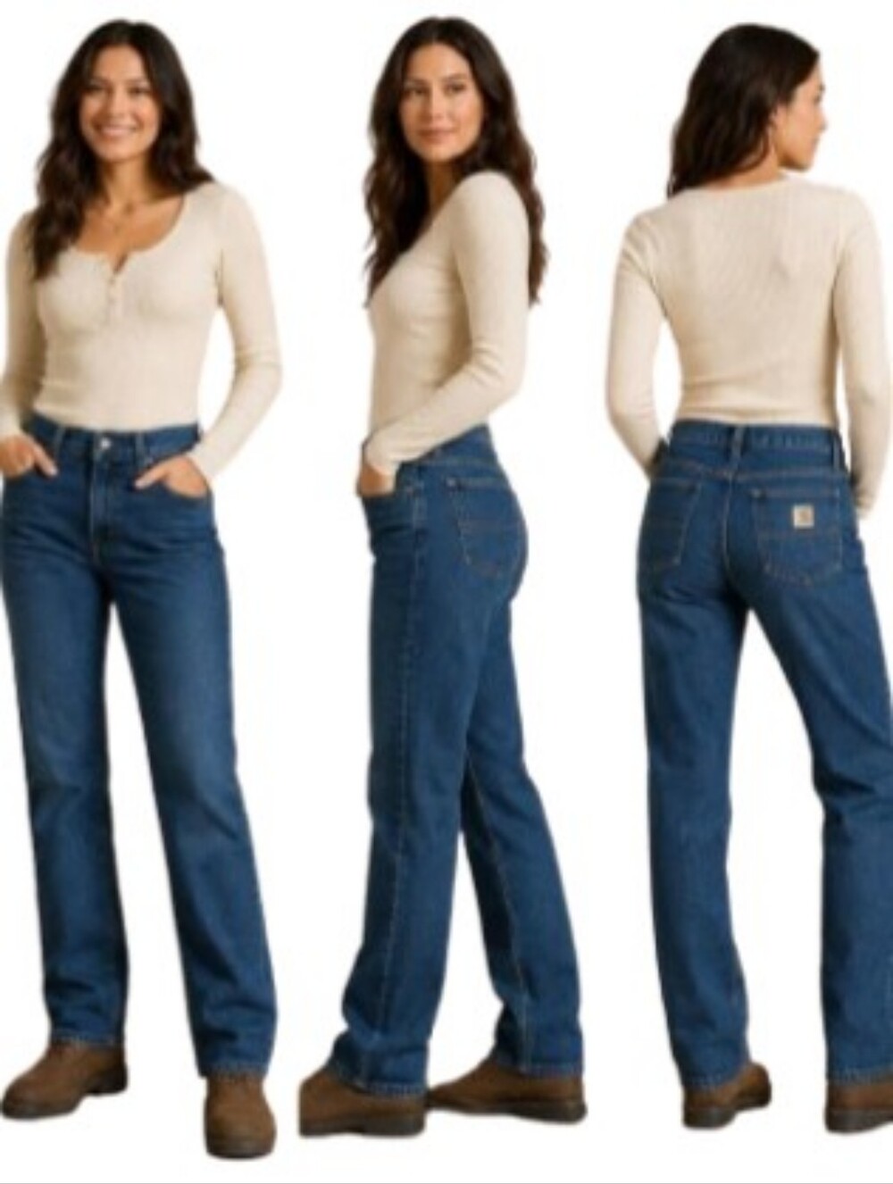 Carhartt Relaxed Fit Straight Leg Jeans Dark Wash Size 18 RG - Like New Stretchy